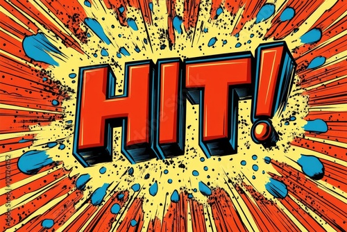 Hit comic book bold lettering expressing power and impact