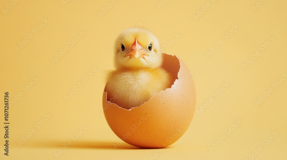 Baby Chick Emerging from Shell in Soft Light Baby Chick Emerging from Shell in Soft Light