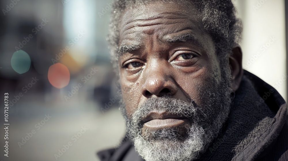 Vigorous Man: Portrait of Strength and Survival in Urban Landscape