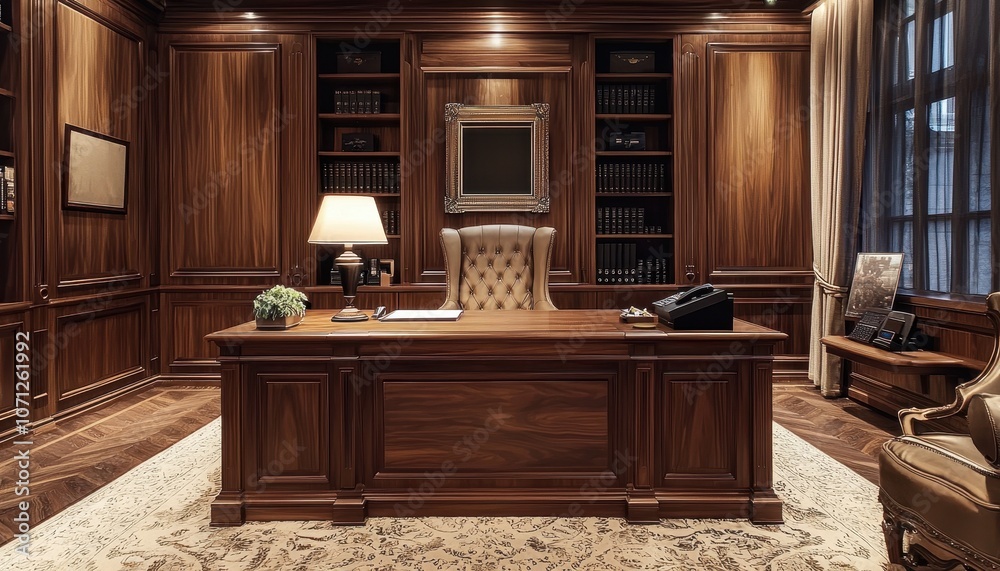 Fototapeta premium Elegant Sophisticated Home Office Interior Design