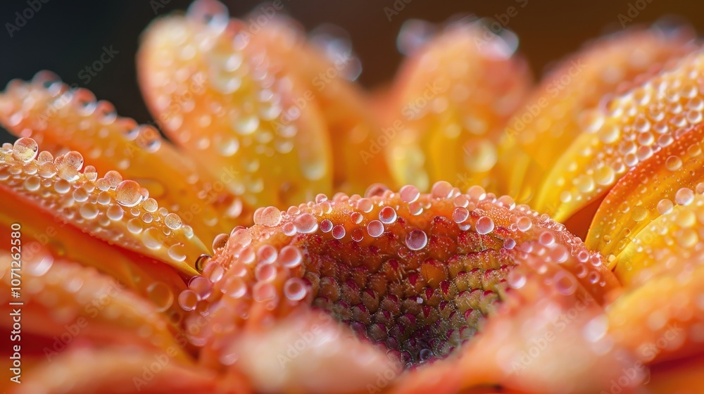 Intricate Petals and Pollen with Water Droplets