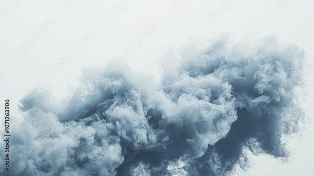 A large, dense smoke cloud with soft, billowing edges against a clear sky. A large, dense smoke cloud with soft, billowing edges against a clear sky.