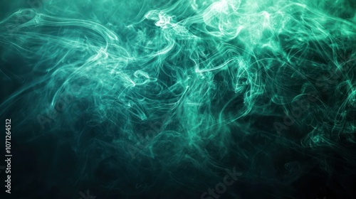 A swirling cloud of emerald green smoke rising into the air with smooth, flowing movements.