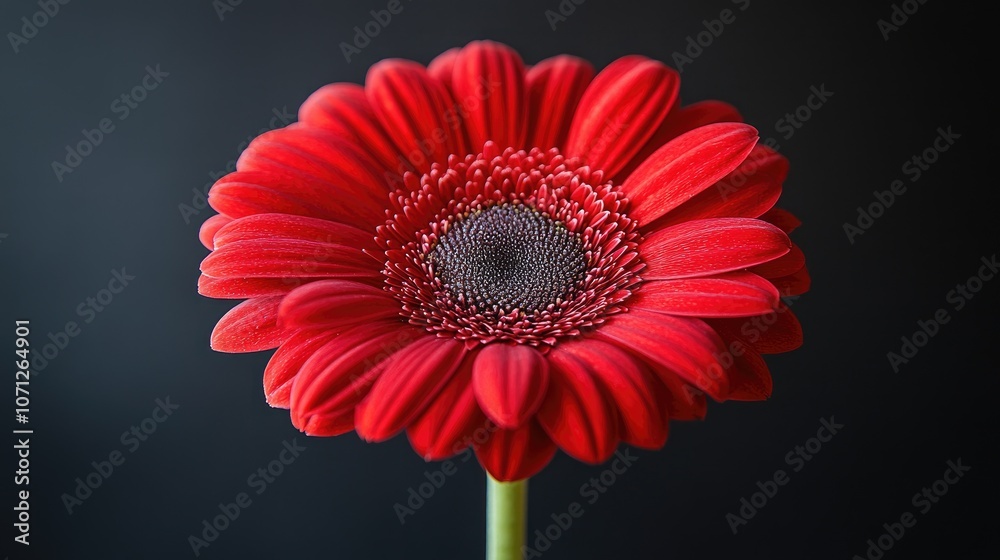Close-up of a vibrant red gerbera daisy. Perfect for designs with a bold and vibrant floral theme. Close-up of a vibrant red gerbera daisy. Perfect for designs with a bold and vibrant floral theme.