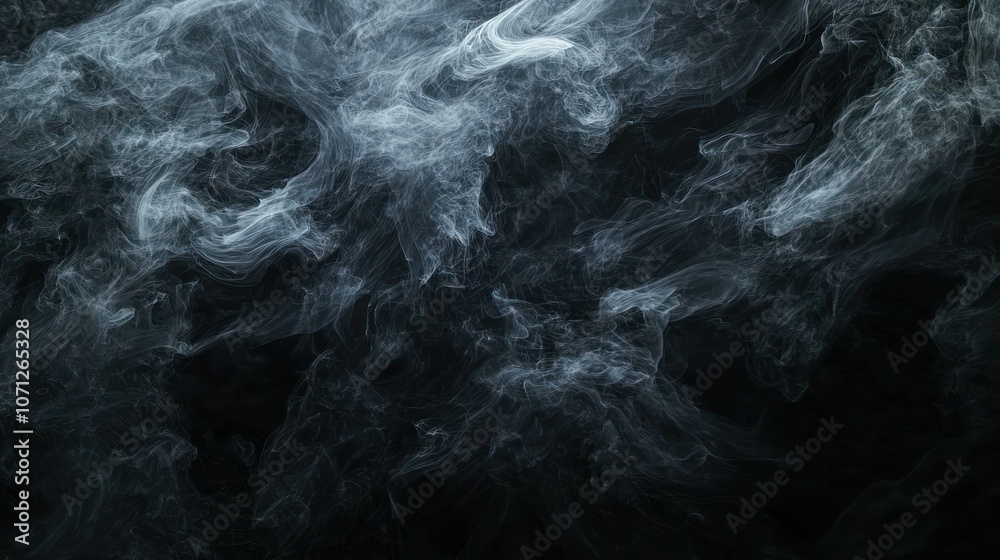 Obraz premium Dense black smoke swirling in a threatening cloud, filling the atmosphere.