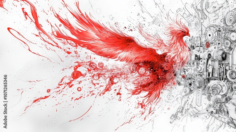 Mystical Phoenix with Fiery Wings Rising in Art Mystical Phoenix with Fiery Wings Rising in Art