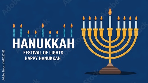 Menorah with Lit Candles and 