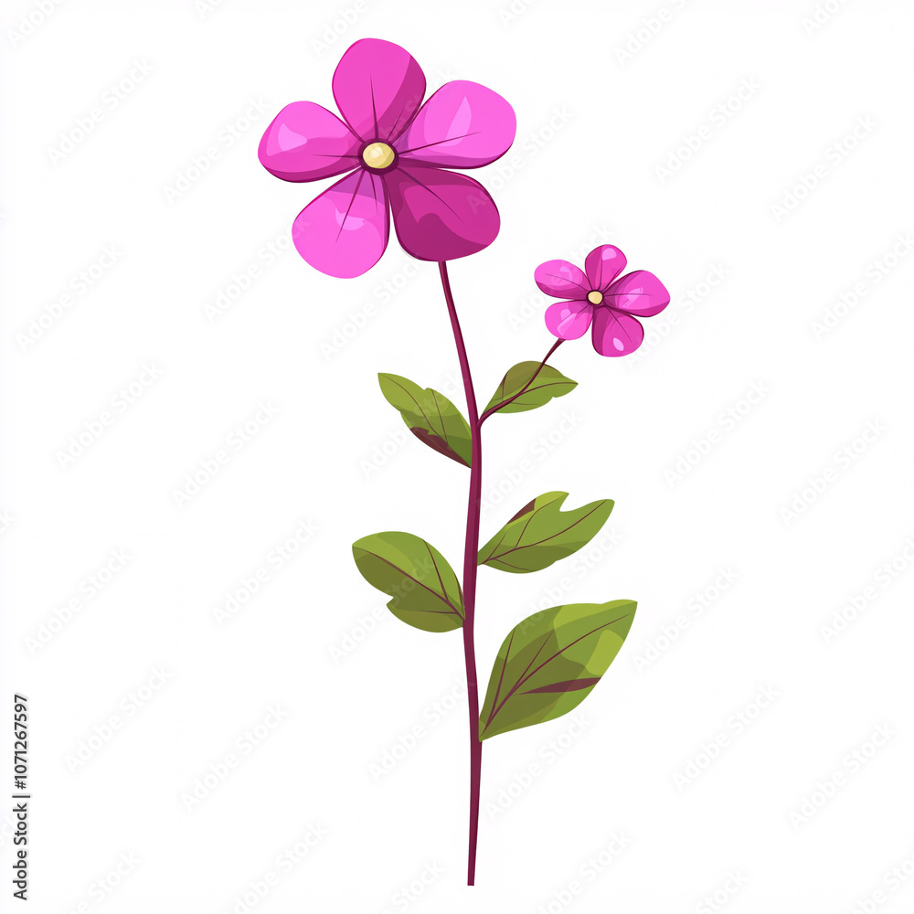 A vibrant illustration of a pink flower with green leaves, capturing the essence of nature's beauty in a simple, stylized design. A vibrant illustration of a pink flower with green leaves, capturing the essence of nature's beauty in a simple, stylized design.