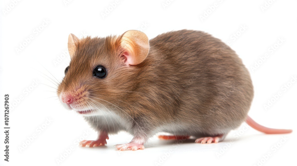 Cute Brown Mouse on White Background Cute Brown Mouse on White Background