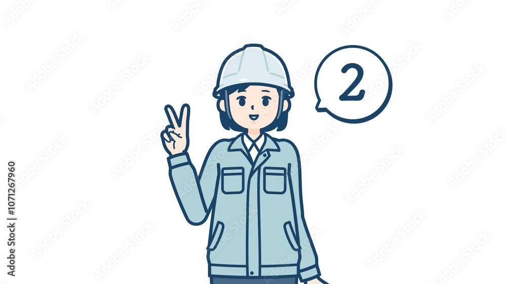 Work wear woman_hand sign countdown_with alpha channel Work wear woman_hand sign countdown_with alpha channel