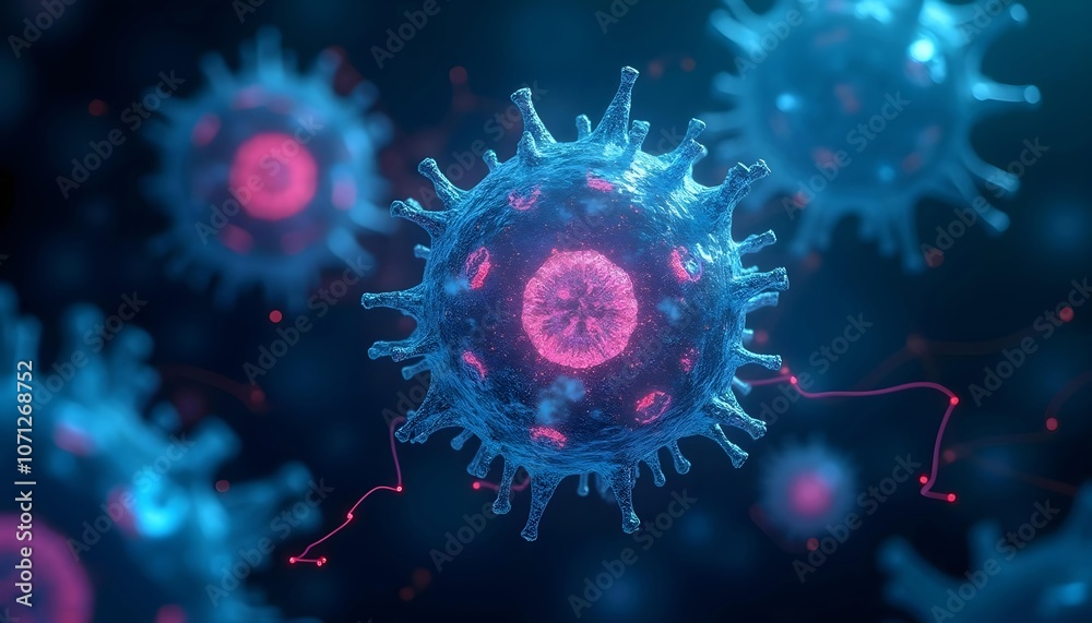 Luminous human cell structure, dark neon lights Luminous human cell structure, dark neon lights