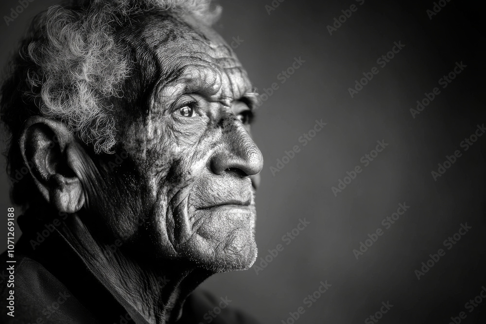 Portrait of an Elderly Man with Deep Expressions in Black and White Portrait of an Elderly Man with Deep Expressions in Black and White