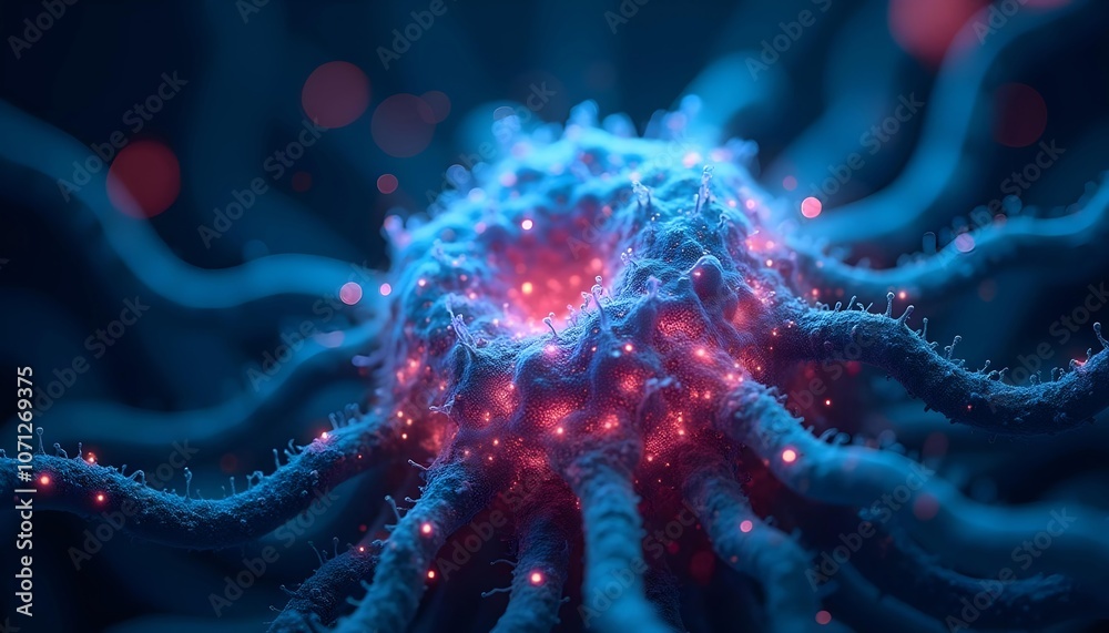 Luminous human cell structure, dark neon lights Luminous human cell structure, dark neon lights