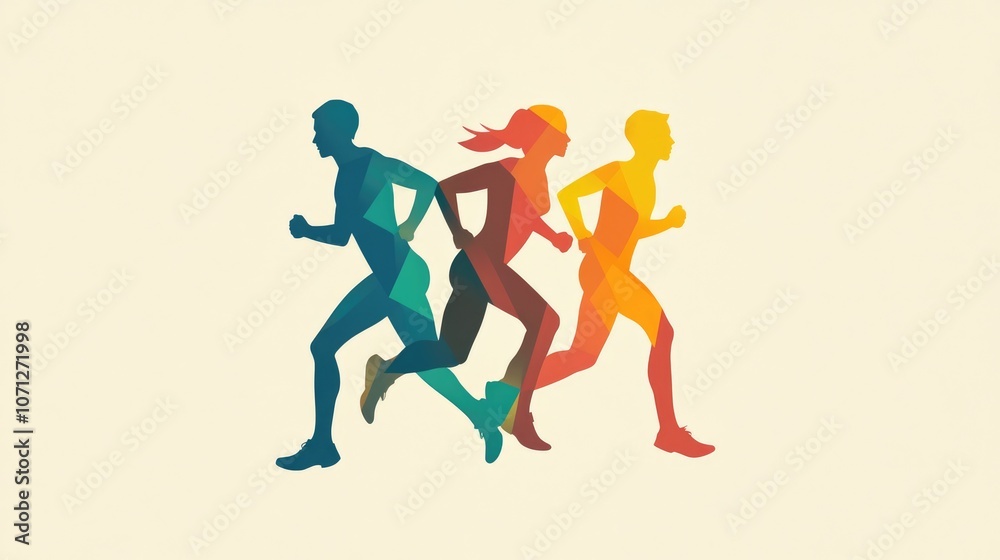 Silhouettes of Runners in a Dynamic Composition Silhouettes of Runners in a Dynamic Composition