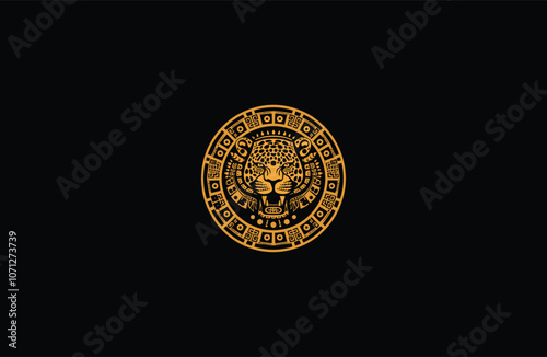 Mayan jaguar totem logo design vector 
