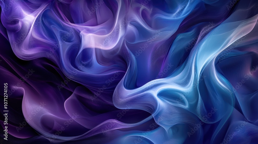 Obraz premium Abstract Blue and Purple Swirling Background Texture - Digital Art