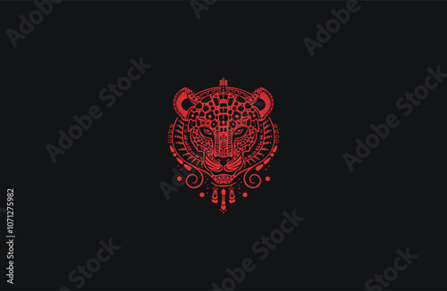 Mayan jaguar totem logo design vector 