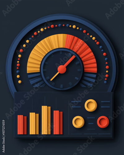 High tech dashboard displaying data metrics and performance indicators