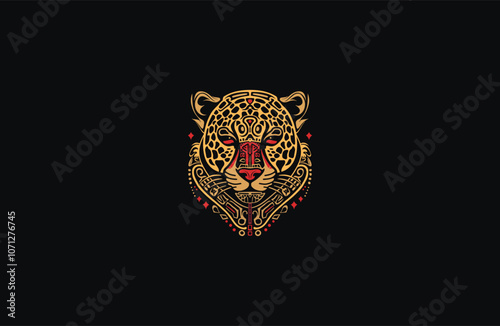 Mayan jaguar totem logo design vector 
