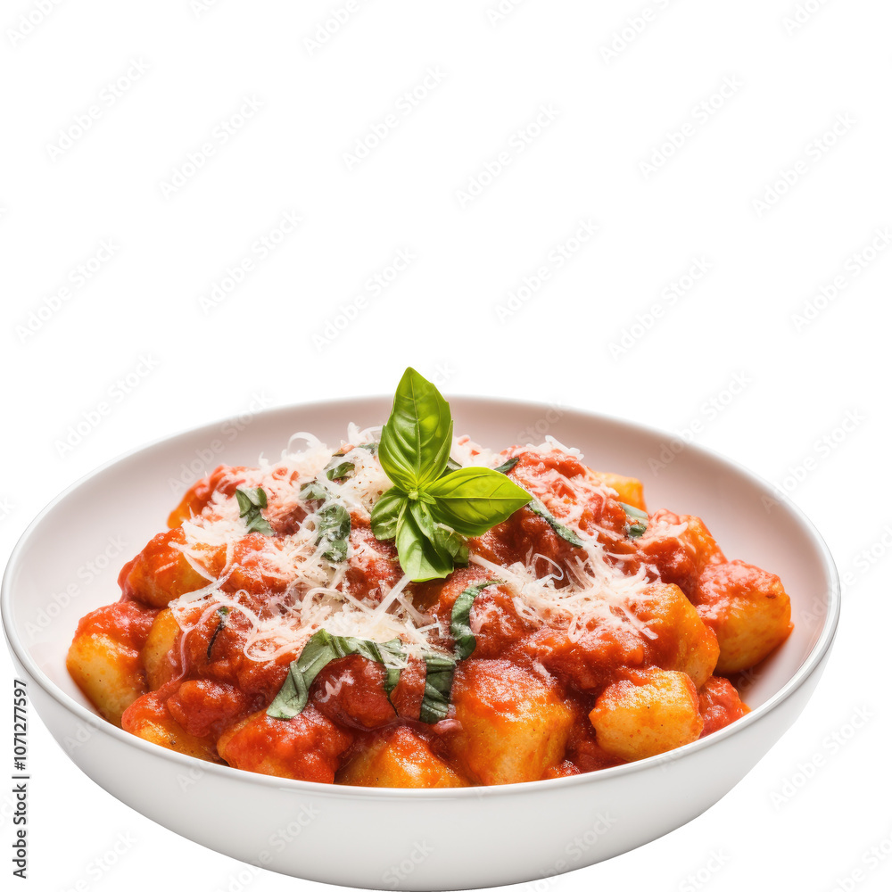 A dish of gnocchi on transparent background A dish of gnocchi on transparent background