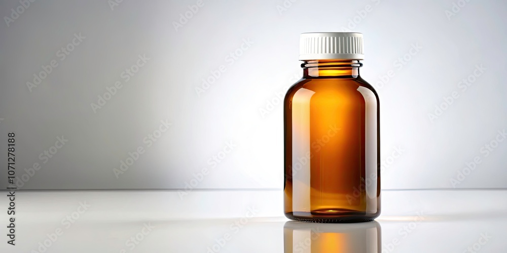 Amber Glass Bottle with White Cap Isolated on White Background - Perfect for Product Photography, Packaging Design, and E-commerce Displays Amber Glass Bottle with White Cap Isolated on White Background - Perfect for Product Photography, Packaging Design, and E-commerce Displays