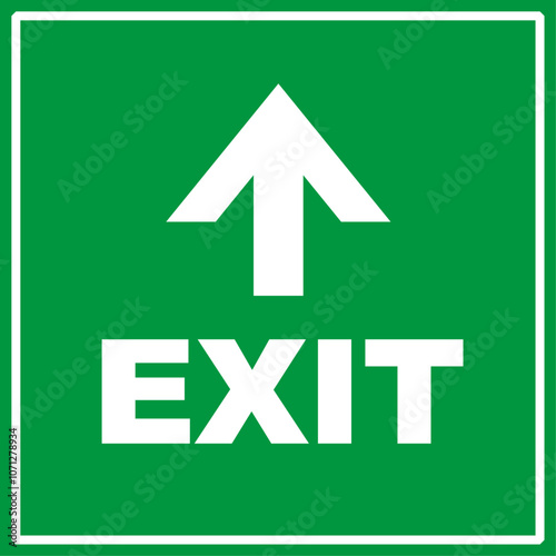 Minimalist exit warning vector art. sign for industries, stores, companies, offices, malls. green and white pictogram