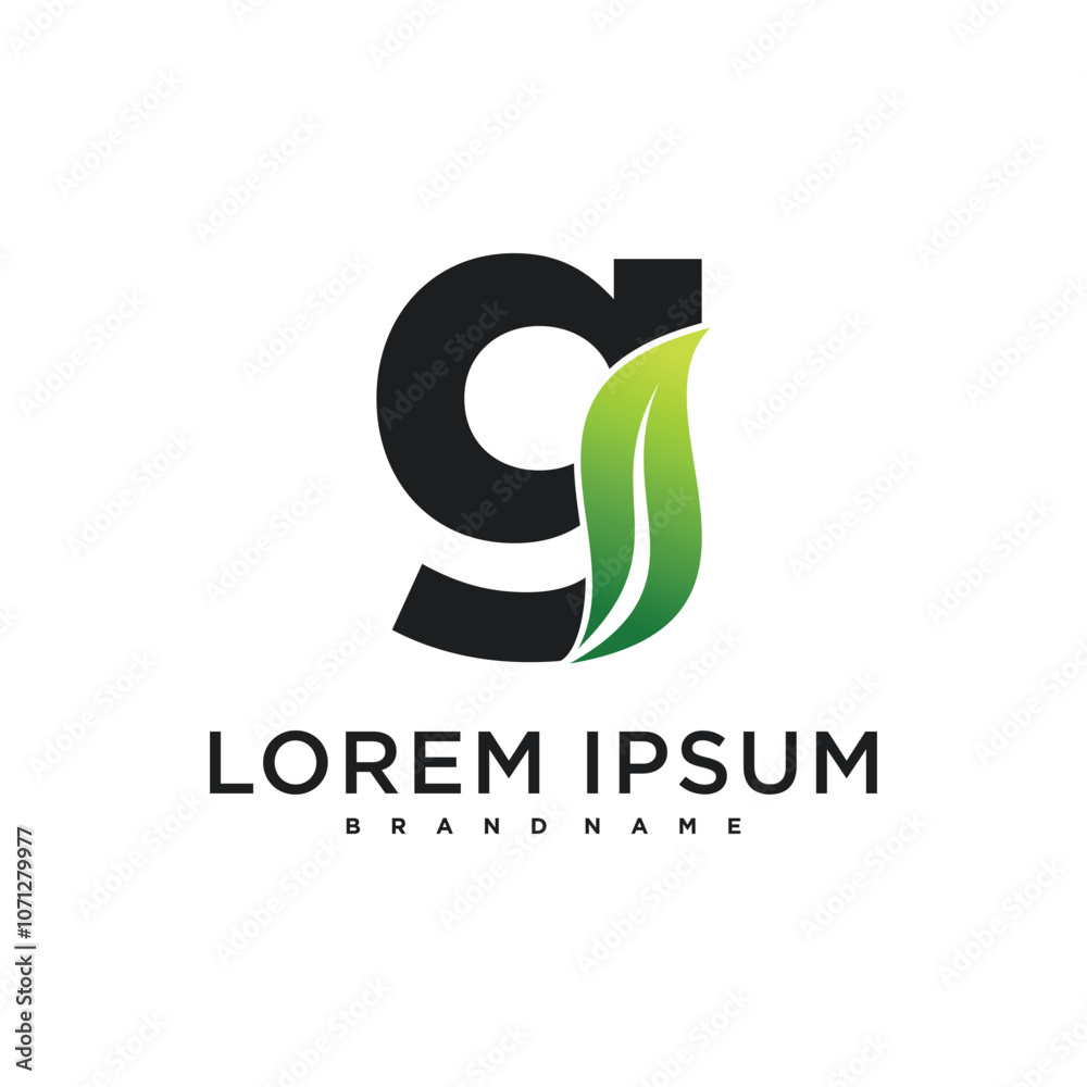 Fototapeta premium Abstract initial letter G and leaf logo design. Premium Vector