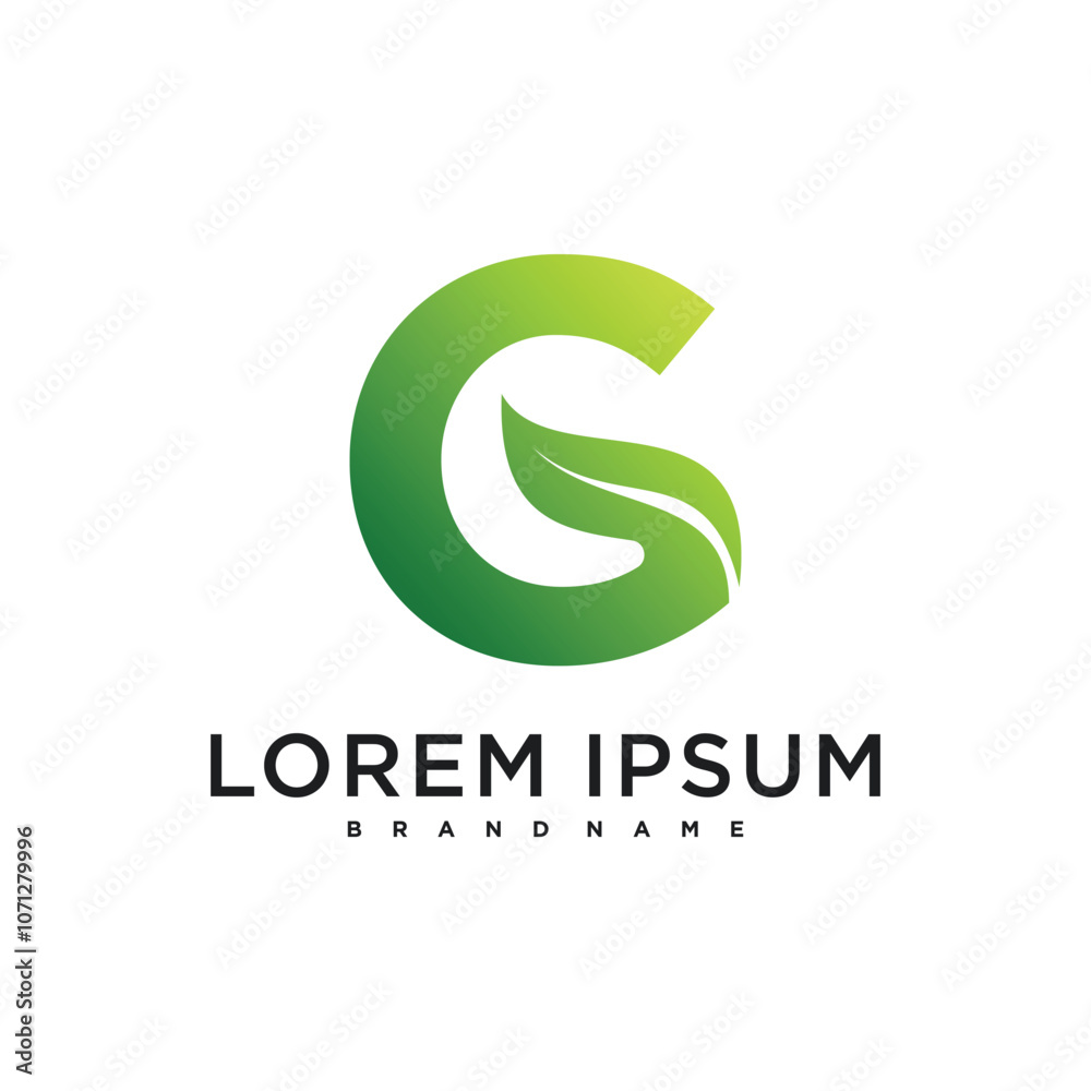 Abstract initial letter G and leaf logo design. Premium Vector Abstract initial letter G and leaf logo design. Premium Vector