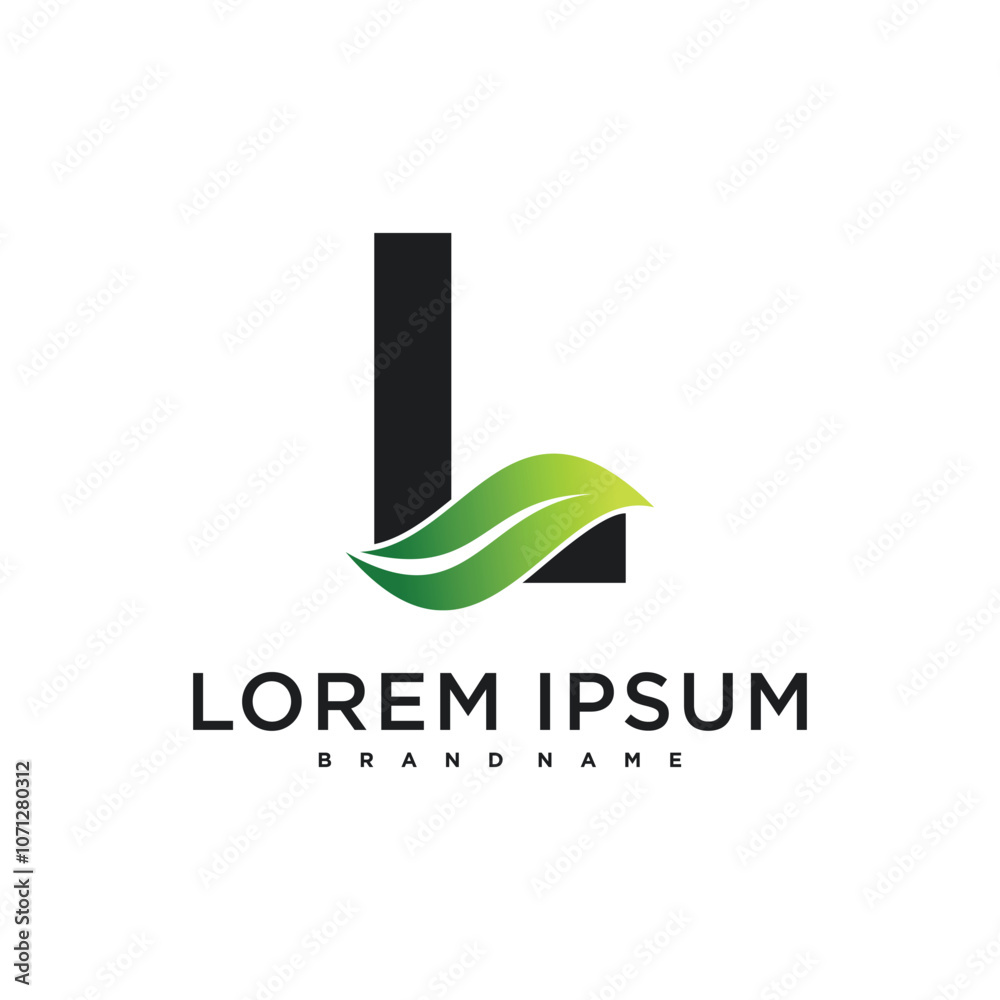 Abstract initial letter L and leaf logo design. Premium Vector Abstract initial letter L and leaf logo design. Premium Vector