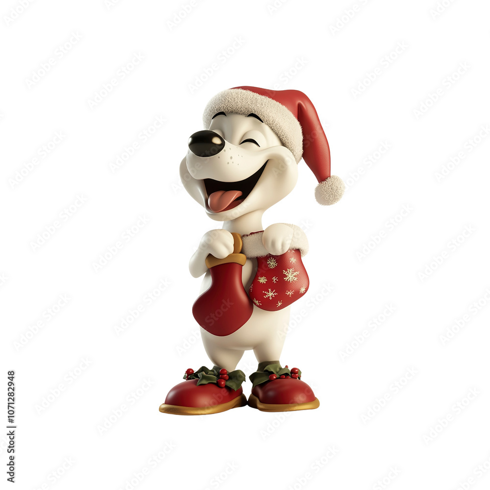 Cheerful Christmas Dog Holding a Stocking Cheerful Christmas Dog Holding a Stocking