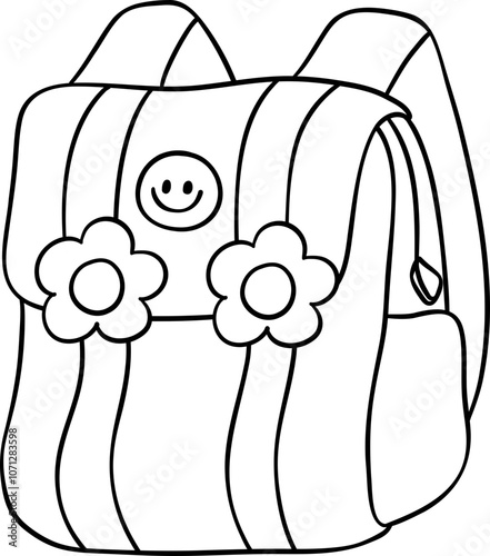 School bagpack doodle outline School supplies