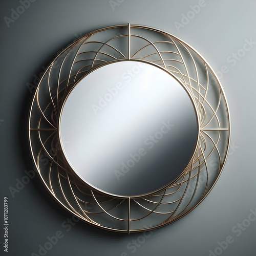 Wall-mounted mirror with a chic metal frame in a circular design perfect for a minimalist apartment1  photo