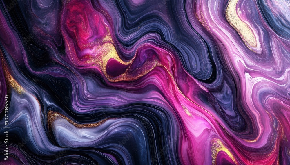 Abstract Swirling Pattern of Purple, Pink, and Gold Paint Abstract Swirling Pattern of Purple, Pink, and Gold Paint