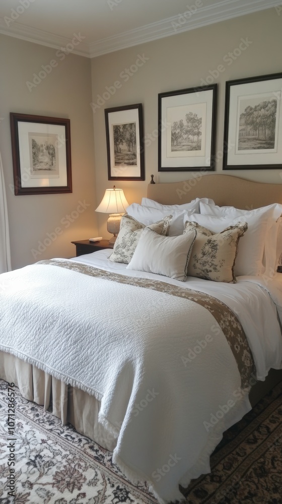 Luxurious Guest Room With Elegant Decor and Inviting Ambiance. Generative AI Luxurious Guest Room With Elegant Decor and Inviting Ambiance. Generative AI
