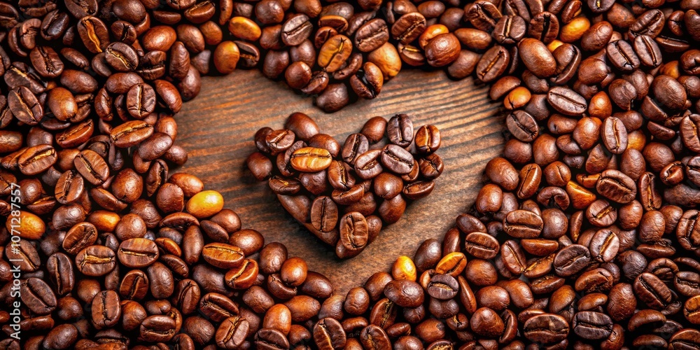 Obraz premium Heart-Shaped Coffee Beans for Valentine's Day Promotions, Romantic Branding, and Social Media Posts