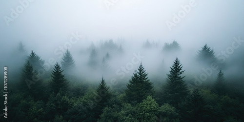 Aerial drone forest survey photograph, top down bird's eye view, woodland trees background, surveying landscape trees