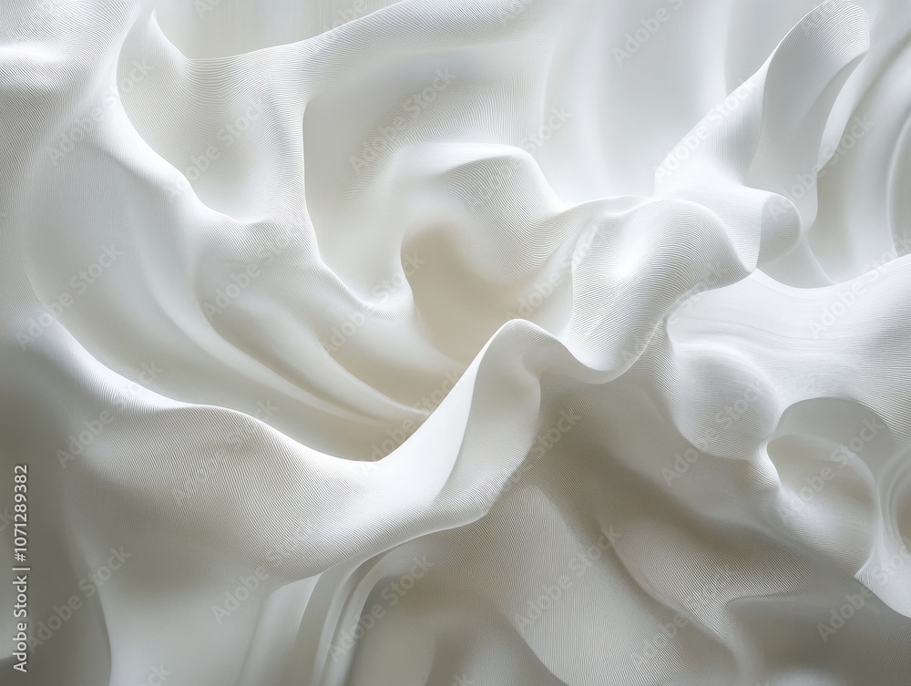 Obraz premium Abstract White Fabric with Textured Lines and Draped Curves