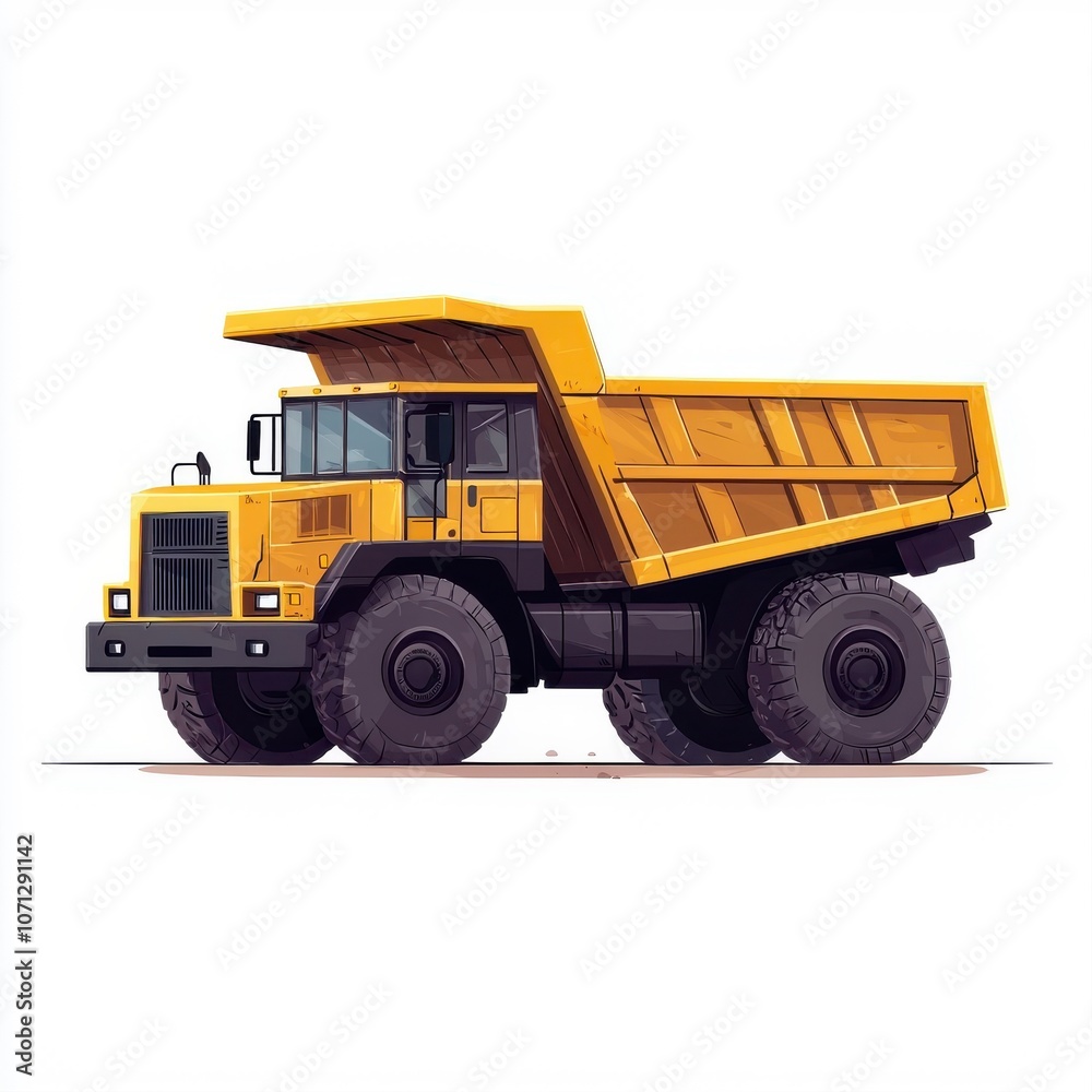Flat style illustration of a dump truck, minimalist look, isolated on white background. Flat style illustration of a dump truck, minimalist look, isolated on white background.