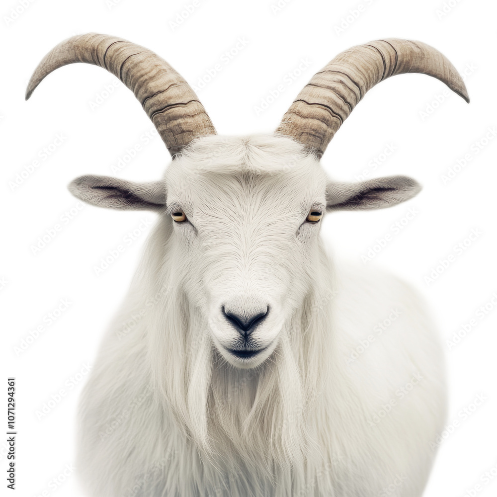 Majestic Goat with Curved Horns and Intense Stare Majestic Goat with Curved Horns and Intense Stare