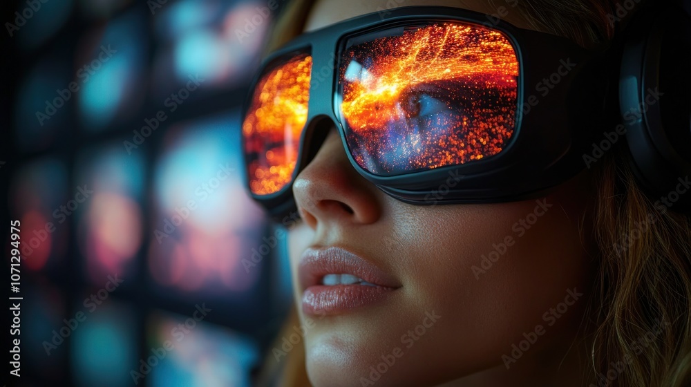 Woman Wearing Futuristic Glasses Woman Wearing Futuristic Glasses