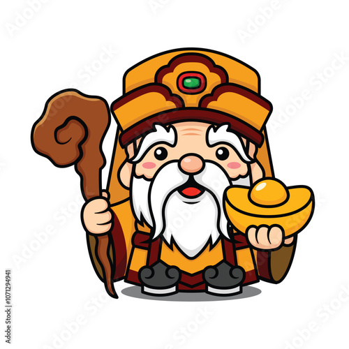 Cute Chinese Earth Deity Cartoon Character