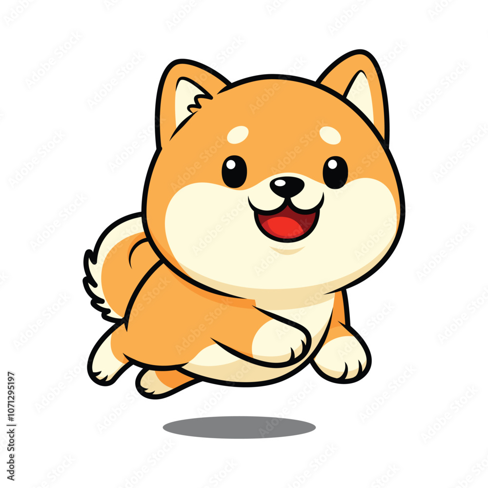 Cute Shiba Inu Dog Cartoon Character Jumping Cute Shiba Inu Dog Cartoon Character Jumping
