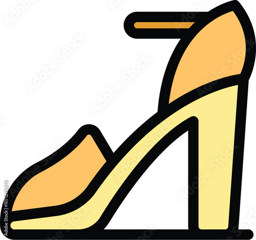 This icon features a stylish high heel platform sandal with an ankle strap, perfect for fashion and footwear projects