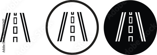 road icon black outline for web site design 
and mobile dark mode apps 
Vector illustration on a white background