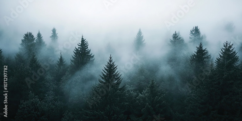 Aerial drone forest survey photograph, top down bird's eye view, woodland trees background, surveying landscape trees