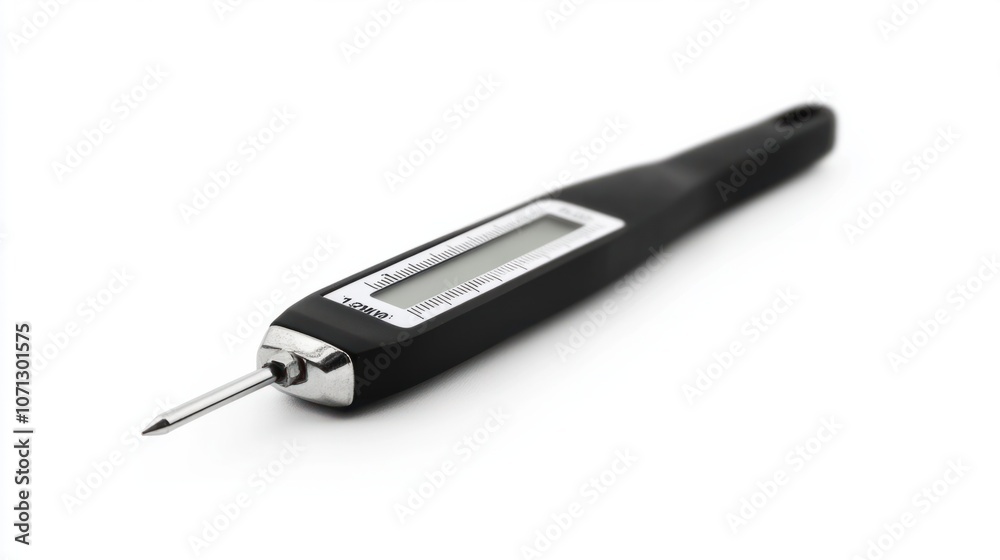 Digital thermometer for electronics, isolated on white, ideal for temperature-sensitive projects