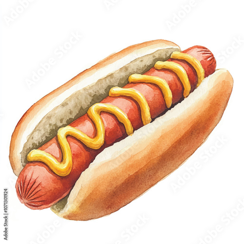 Hotdog watercolor clipart illustration