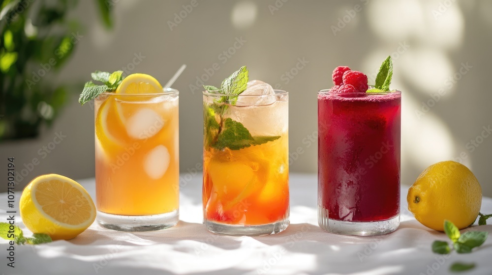 Refreshing Summer Drinks with Lemon and Raspberry Refreshing Summer Drinks with Lemon and Raspberry
