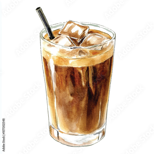 ice coffee watercolor clipart illustration