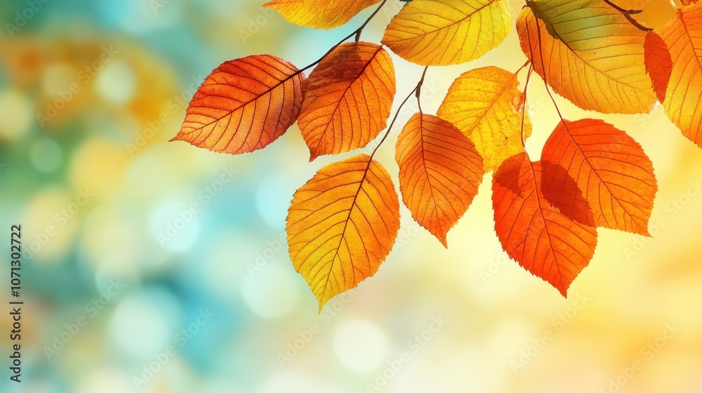 Vibrant Autumn Leaves Against a Soft Bokeh Background Capturing the Essence of Fall Colors and Seasonal Change Vibrant Autumn Leaves Against a Soft Bokeh Background Capturing the Essence of Fall Colors and Seasonal Change